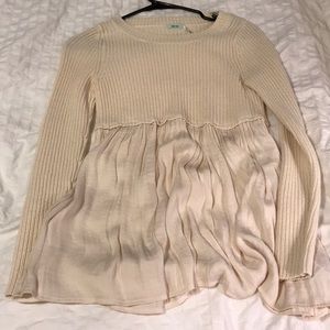 Cream sweater with babydoll detail